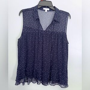 LC Lauren Conrad Navy Blouse with Pink Accents